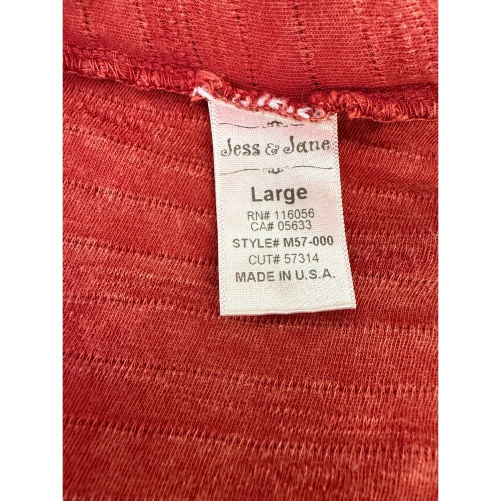 Jess & Jane Open Front Cardigan Washed L Red Pleated Textured USA Bohemian - Picture 7 of 8